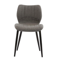 Chaises de restaurant de fauteuil de salle à manger en cuir gris foncé ergonomique à dossier haut nordique de luxe avec pieds en métal