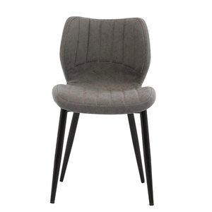 Sillón de comedor de cuero gris oscuro ergonómico con respaldo alto nórdico de lujo, sillas de restaurante con patas de <span class=keywords><strong>metal</strong></span> - Product Image 2