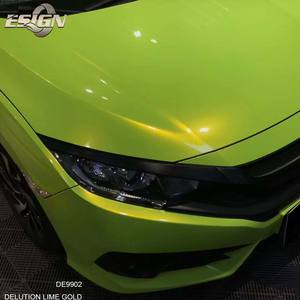 ม้วนสติกเกอร์ป้องกันรถจักรยานยนต์สำหรับรถยนต์และรถจักรยานยนต์ฟิล์มเปลี่ยนสีตัวถังรถทำจากพีวีซีสีมะนาวสีทองดีไซน์การลบ - Product Image 2