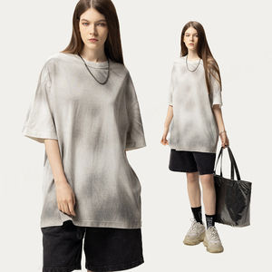 Camiseta holgada de moda de talla grande Retro lavado 100% algodón manga corta de gran tamaño hombro caído mujeres hombres camisetas Unisex - Product Image 2