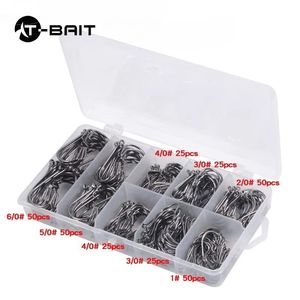 ชุดตะขอเบ็ดตกปลา50/75/150/160/300ชิ้นทำจากเหล็กกล้าคาร์บอนตะขอเข็มเดี่ยวหลายขนาดสำหรับปลาดุกเทราต์เบสปลาหมึก - Product Image 2