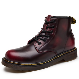 Bottes Martin de luxe de créateur, grande taille, pour l'automne et l'hiver, chaussures montantes tendance pour couple, en <span class=keywords><strong>cuir</strong></span> noir style britannique - Product Image 3