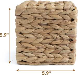 Soporte de mimbre de jacinto de agua ecológico, cesta de almacenamiento de escritorio de madera, organizador para servilletas, mesa, coche y uso en la cocina - Product Image 3