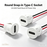 Cable USB Tipo-C de 2 Pines y 15CM, Conector de Alimentación Redondo Hembra LN-022E para Transmisor Bluetooth de Coche, Luces de Camping