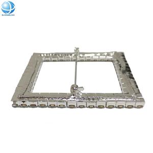 Hebilla de diamantes de imitación de cristal cuadrado Chapado en plata al por mayor para cinturón silla faja bufanda invitaciones de boda adorno joyería - Product Image 4