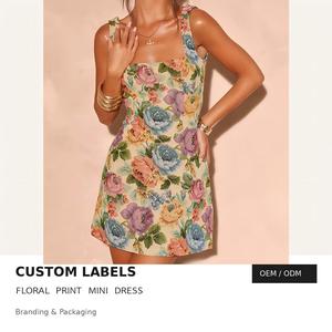 Vestidos Casuales <span class=keywords><strong>de</strong></span> Mujer, Mini, Estilo Francés, Elegantes, con Estampado Floral Pastel, <span class=keywords><strong>de</strong></span> Algodón Personalizado <span class=keywords><strong>de</strong></span> Alta Calidad - Product Image 1