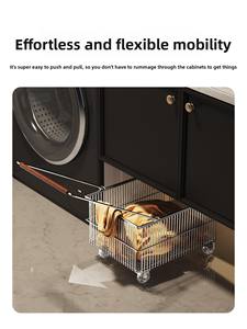 Panier à linge en fer et chariot <span class=keywords><strong>de</strong></span> rangement compact pour balcon et sous-meuble, idéal pour le rangement des vêtements près <span class=keywords><strong>de</strong></span> la <span class=keywords><strong>machine</strong></span> à <span class=keywords><strong>laver</strong></span> - Product Image 5