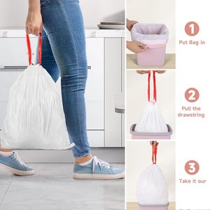 Small Trash <b>Bags</b> Bathroom 4 Gallon Drawstring Garbage <b>Bag</b> Unscented Clear White Recycle Plastic Tall Liners - Product Image 2