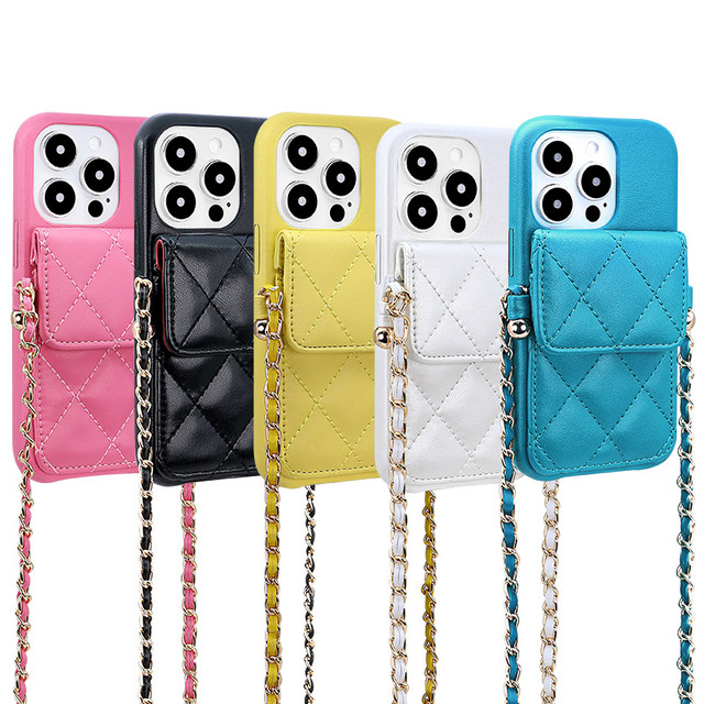 Crossbody Strap Leather Mobile Phone Cases for iphone 11 12 13 14 Pro Max 14 Plus Cover case With Lanyard