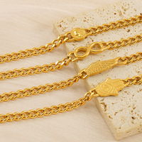 Bracelet chaîne gourmette cubaine vintage en acier inoxydable avec ancre et breloque main Hamsa plaqué or 18 carats