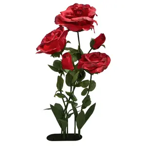 A-1538 High quality fake wedding flower window display props artificial tall flowers set red giant rose flower