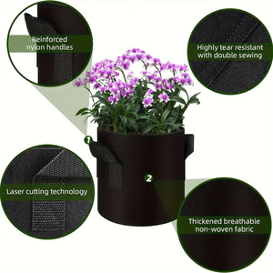 10-Pack 5 gallons <span class=keywords><strong>sac</strong></span> <span class=keywords><strong>de</strong></span> culture 300G tissu bleuets plante <span class=keywords><strong>sac</strong></span> <span class=keywords><strong>de</strong></span> culture fleur <span class=keywords><strong>feutre</strong></span> planteur pots non tissé semis légumes sacs <span class=keywords><strong>de</strong></span> culture - Product Image 2