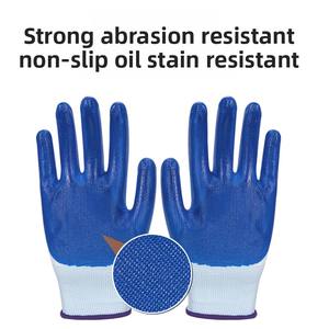 قفازات عمل صناعية واقية من البوليستر المطلي بالنتريل ذات سطح أملس بسعر منخفض - Product Image 6