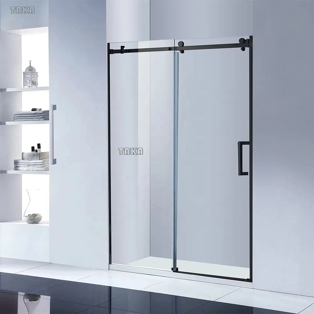 Casa de banho de vidro temperado projeto de cabine banheiro chuveiro porta deslizante