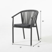 Chaise de salle à manger en aluminium gris clair tressé de haute qualité, nouveau design, pour l'extérieur - élégante et durable, idéale pour la terrasse et le jardin