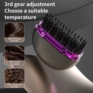 MINI Custom Cordless <b>Ceramic</b> Hair Straightening <b>Brush</b> Mini Portable 2 in 1 <b>Hot</b> Straightener Comb Hair Straightening Comb - Product Image 2