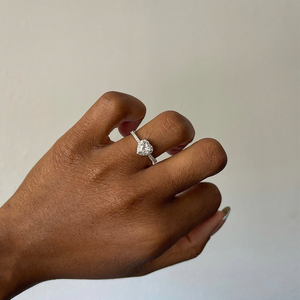 Bagues de fiançailles classiques en argent sterling 925 avec CZ blanc 5A taillé en cœur CANNER pour femmes, pour mariage et fêtes - Product Image 3