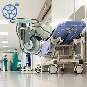 Örnek 3 4 5 inç pu tpr tekeri hastane ekipmanları tıbbi yatak arabası döner kilit braketi tekeri caster tekerlek