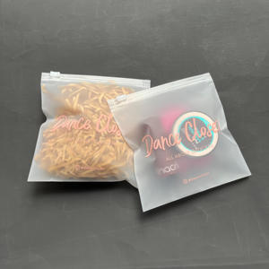 Branded Frosted Zip Lock Bags - Square <b>Plastic</b> <b>Packaging</b> Pouches for Cosmetics & Dance Accessories - Product Image 5