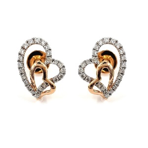 Quick Delivery Jewelry Special Design High Quality Rose Gold Natural Diamond Heart Shape Grace Clip on Studs Earrings for Women - Product Image 1