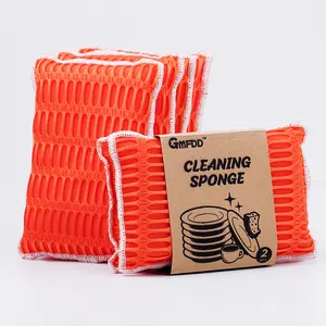 Mesh fiber cloth double sided double efficient strong cleaning power soft and absorbent scourer kitchen usage cleaning ball