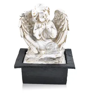 Melek masa üstü kapalı mini su çeşmesi ev dekor masaüstü süsler melek reçine heykeli