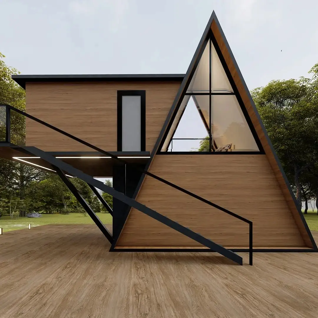 Airbnb Maison prefabriquee Casas prefabricadas modernas ชุดห้องโดยสารกรอบบ้านสามเหลี่ยมสำเร็จรูปบ้านเคลื่อนที่โมดูลาร์
