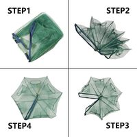 Piège à appâts de pêche pliable en nylon et plastique à 6 trous, portable pour poissons, crabes, écrevisses, crevettes, 1/2 pièces