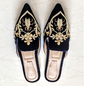 Mules-zapatos de terciopelo indio para mujer, calzado femenino - Product Image 1