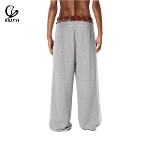 Pantalon de survêtement unisexe en molleton épais, coupe oversize, jambe large, taille haute, avec cordon de serrage, style streetwear personnalisé, OEM ODM - Product Image 2