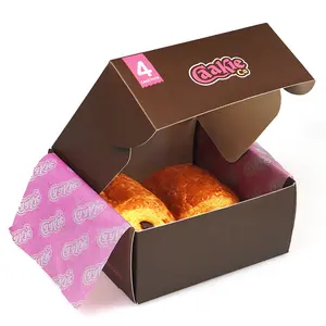 Toptan özel Logo çörek tatlı puf ambalaj kutusu fırın suşi kek kağıt ambalaj hızlı gıda dağıtım kutusu