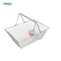 Panier de courses en métal chromé de haute qualité Highbright avec poignée en caoutchouc pour supermarché, épicerie et magasin de proximité