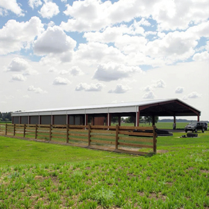 Casa Prefabricada <span class=keywords><strong>de</strong></span> Acero <span class=keywords><strong>de</strong></span> Bajo Costo para Granja, Rancho <span class=keywords><strong>de</strong></span> Caballos o Hipódromo, con Superficie Galvanizada <span class=keywords><strong>en</strong></span> Caliente y <span class=keywords><strong>Diseño</strong></span> Moderno - Product Image 2
