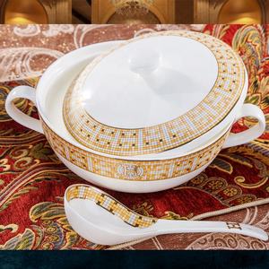 Service de table Jingdezhen en porcelaine fine avec mosaïque dorée, 60 pièces, vaisselle de fête, assiettes en carton, support en céramique - Product Image 3