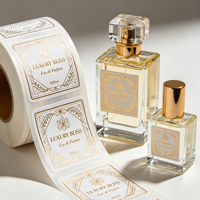 Autocollants personnalisés en vinyle imperméables et résistants à l'huile avec impression dorée pour l'emballage de flacons de parfum