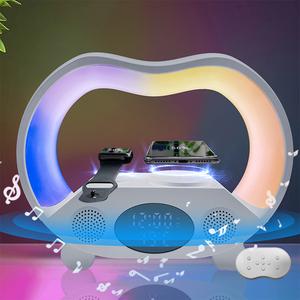 Rgb đầy màu sắc LED <span class=keywords><strong>LCD</strong></span> ánh sáng ban đêm đèn hình trái tim đa chức năng sạc không dây sạc với loa đồng hồ báo thức cho máy tính bảng - Product Image 1