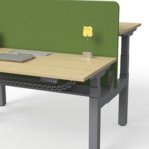 Bureau assis-debout électrique à double moteur réglable en hauteur pour 2 personnes face à face avec gestion des écrans et des câbles - Product Image 5
