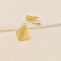 Boucles d'oreilles clips plaquées or mat géométriques carrées anti-moustiques 2026 pour oreilles non percées, invisibles, minimalistes, de luxe et sans douleur