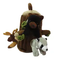 Boneka Hewan Plush Tupai Mainan Bayi Kecil Tupai Rusa Beruang Hitam, Rakun Singa, Fox Terletak Di Pohon Lubang