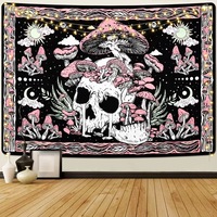 Tapisserie murale personnalisable en polyester avec motif Crâne de champignon extra-large pour Halloween, collection Prosper the World