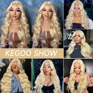 Perruque Lace Front 13x6 en Cheveux Humains, <span class=keywords><strong>Blond</strong></span> 613, Ondulée, Vierge Brésilienne Non Traitée, Sans Colle, Pré-épilée, Dentelle HD pour Femmes Noires - Product Image 6
