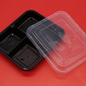 700ml Rectangular 3 Compartment Food Container With Lid Clear Great Pp Bpa Free Plastic