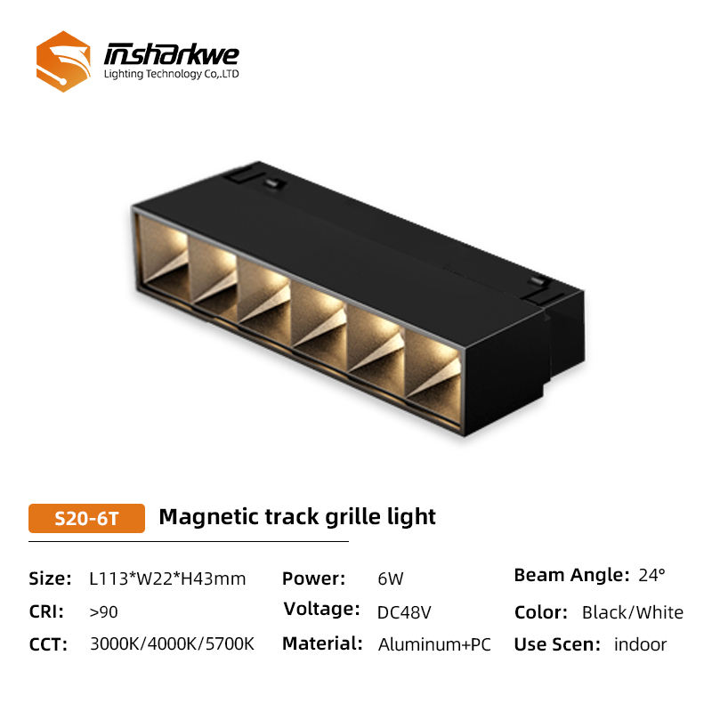 S20-6T Magnetic track grille light 6W