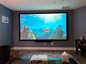 Écran de projection de cinéma maison à cadre fixe de 92 à 250 pouces Écran de projection de cinéma vidéo transparent à son perforé blanc Ultra HD - Product Image 4