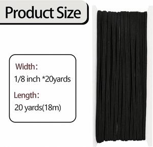 Cordón de Macramé Negro Recubierto y Trenzado de 1/8 Pulgadas, Longitud Personalizable, Correa Elástica de Poliéster y Goma para Bolsos, Manualidades DIY - Product Image 2