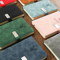 Agenda A5 en cuir PU avec reliure cousue, 200 pages, logo imprimé et option de logo personnalisé - Cadeau d'affaires, organiseur à couverture souple