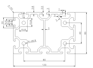 Profils en alliage d'aluminium T5 de la série 6000, norme industrielle européenne, 80120, découpe pour les cadres d'équipements mécaniques lourds - Product Image 2