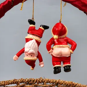 圣诞老人脱裤漏水屁股吊坠装饰品树脂圣诞工艺品