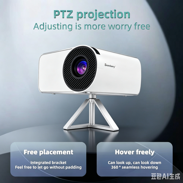 HT29 2K Android 11 Smart Projector 1GB+8GB LCD 120 Lumens up to 10m Adjustable Holder Portable Mini for Conference