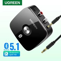 Receptor Bluetooth RCA UGREEN 5.1 AptX HD, Adaptador Inalámbrico Auxiliar con Conector de 3.5 mm para TV y Automóvil, Receptor de Audio Bluetooth 5.0 2RCA